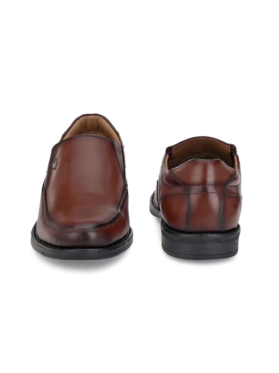 Hitz Men's Brown Leather Slip On Formal Shoes