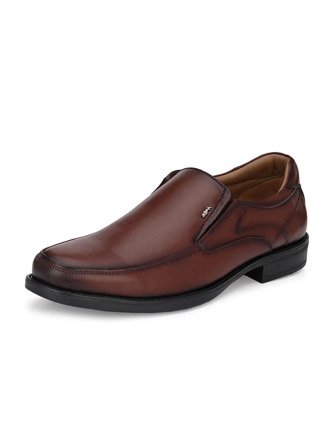 Hitz Men's Brown Leather Slip On Formal Shoes