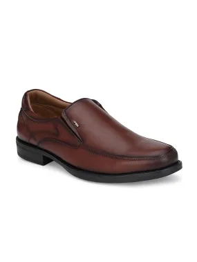 Hitz Men's Brown Leather Slip On Formal Shoes