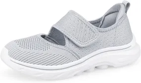 ihinzry Womens Walking Shoes Orthopedic Shoes Lightweight Breathable Knitted Loafers Hook and Loop Sneakers