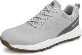 JiuQing Golf Shoes Mens Spikeless Professional Leather Golfing Trainers Outdoor Anti Slip Walking Shoes