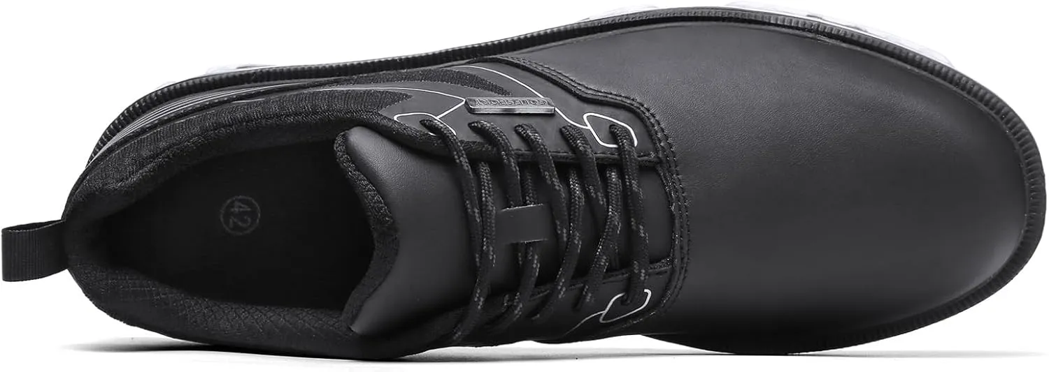 JiuQing Men's Golf Shoes Waterproof Spikeless Leather Golfing Trainers Anti Slip Breathable