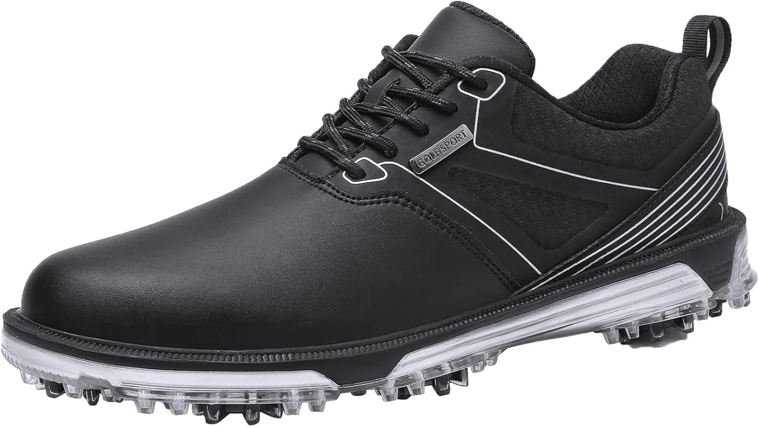 JiuQing Men's Golf Shoes Waterproof Spikeless Leather Golfing Trainers Anti Slip Breathable
