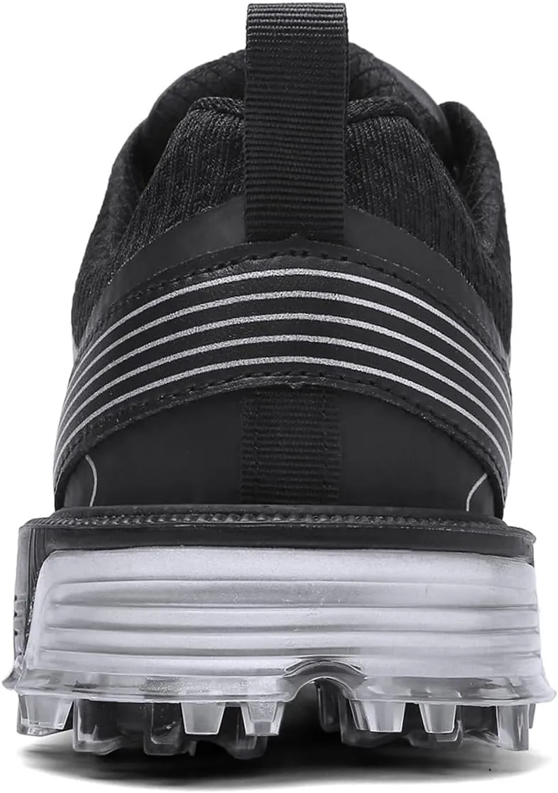 JiuQing Men's Golf Shoes Waterproof Spikeless Leather Golfing Trainers Anti Slip Breathable