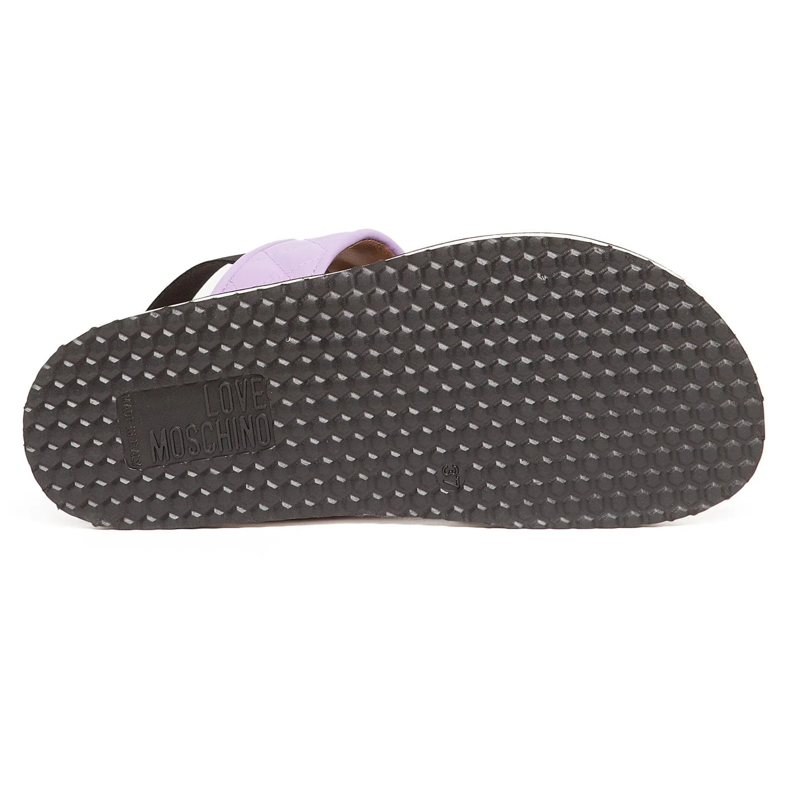 Love Moschino Lilac Quilted Strap Flat Sandal