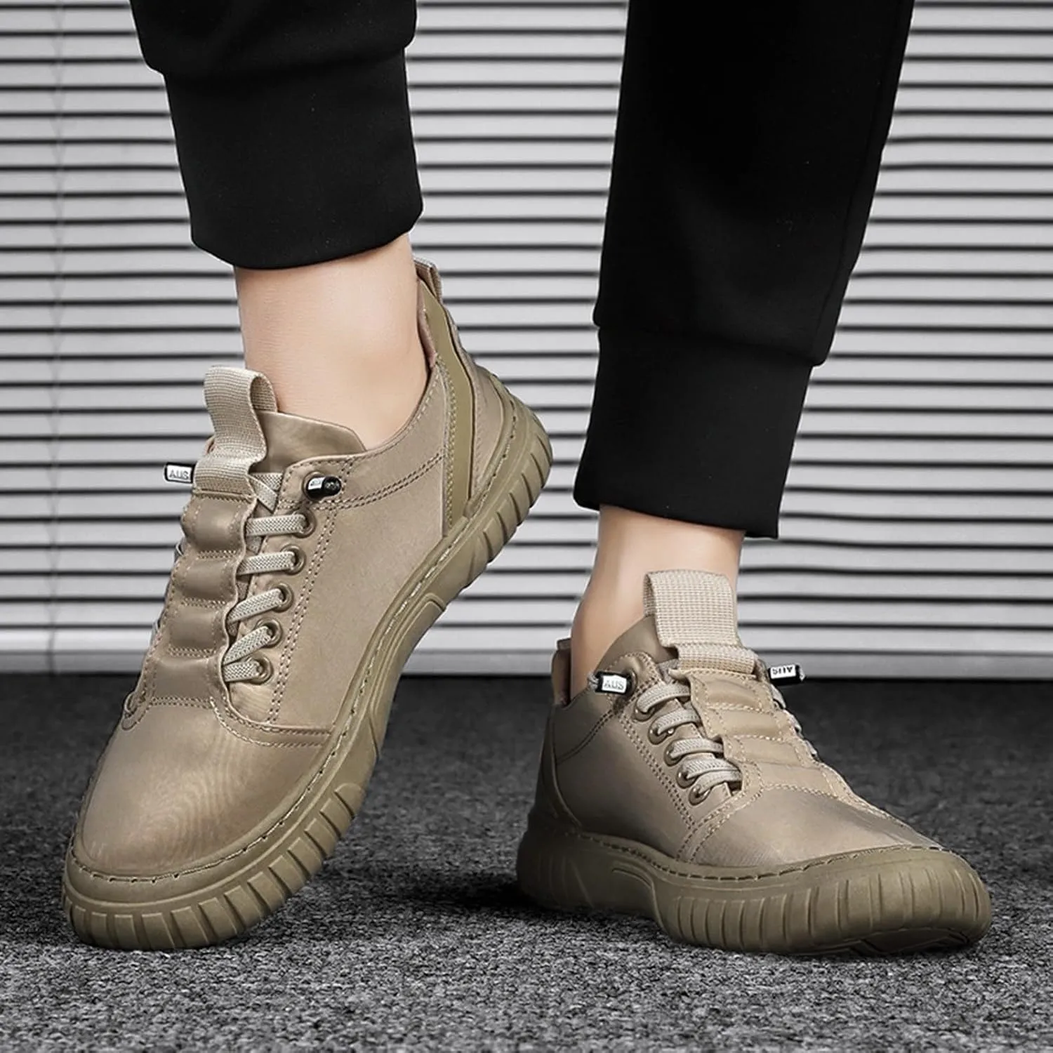 Men Low Top Breathable Casual Walking Shoes Canvas Leather Shoes Mens Casual