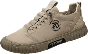 Men Low Top Breathable Casual Walking Shoes Canvas Leather Shoes Mens Casual