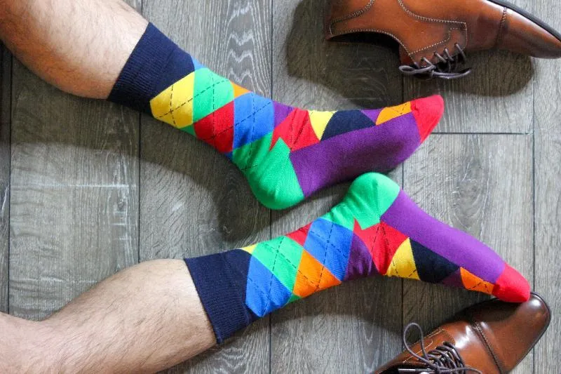 Men's Dress Casual 3 Pair Pack Combed Cotton Crew Argyle Socks