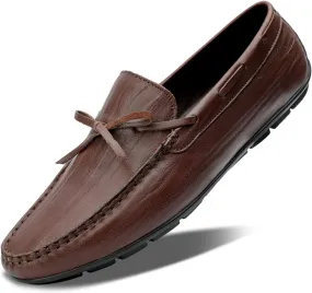 Mens Dress Shoes Large Size Casual Leather Shoes Men Loafers Genuine Leather Men Shoes Comfortable Moccasins Driving Shoes(Black,10.5)