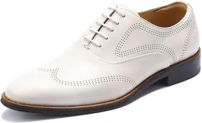 Mens Lace Up Oxford Genuine Leather Wingtip Brogue Casual Leather Shoes Smart Office Work Formal Shoes