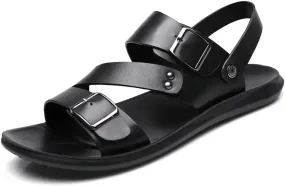 Men's Leather Sandals Slippers Beach For Male Leather Footwear