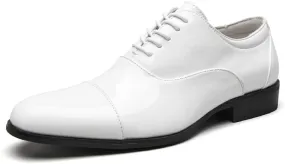 Mens Patent Leather Oxford Dress Shoes British Style Split Toe Genuine Leather Business Wedding Shoes