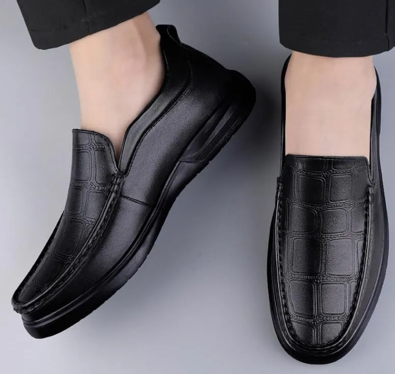 Mens Slip On Leather Shoes Sport Men Leather British Pointed Toe Business Dress Shoe