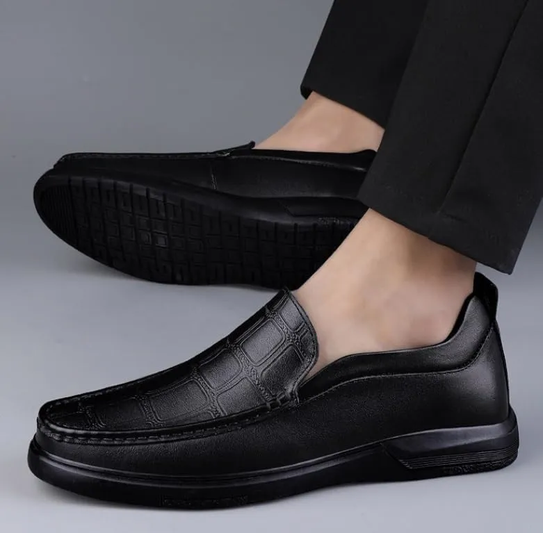 Mens Slip On Leather Shoes Sport Men Leather British Pointed Toe Business Dress Shoe