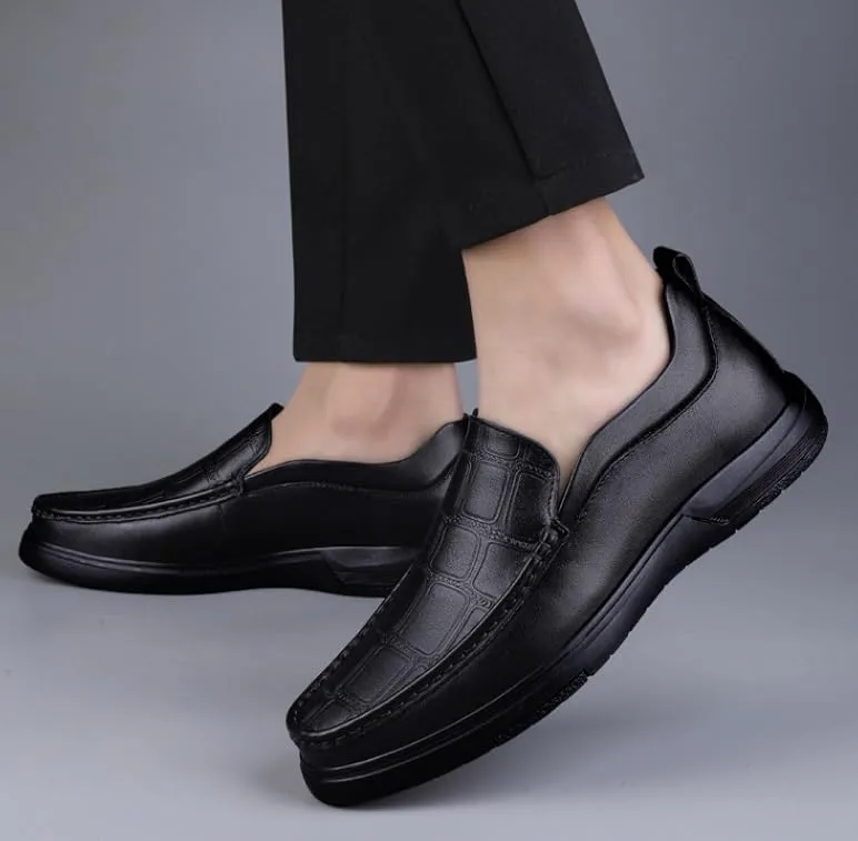Mens Slip On Leather Shoes Sport Men Leather British Pointed Toe Business Dress Shoe