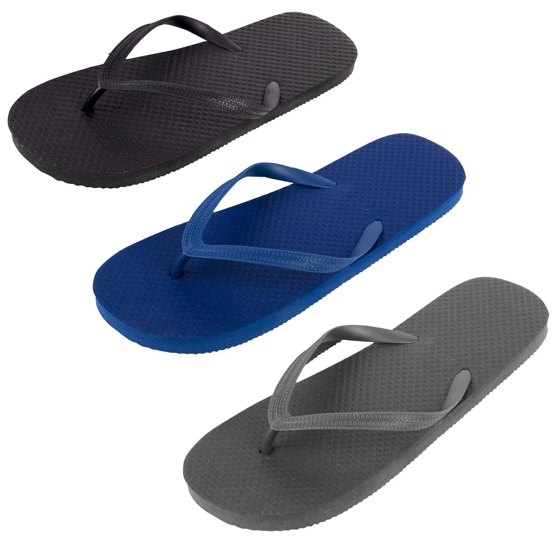 Men's X-Large Flip Flops Sandals for Outdoor Travel Vacation - Black Blue Grey