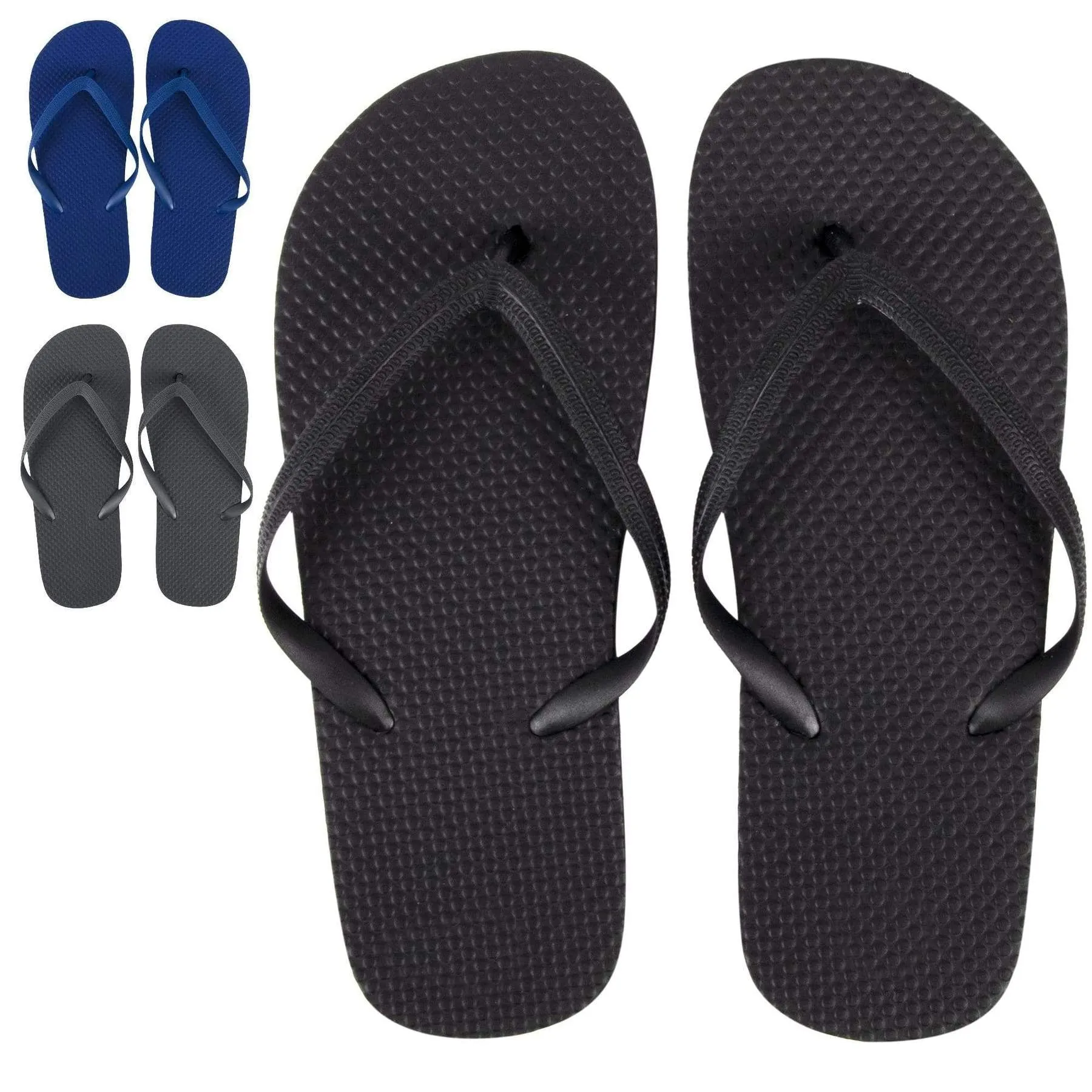 Men's X-Large Flip Flops Sandals for Outdoor Travel Vacation - Black Blue Grey