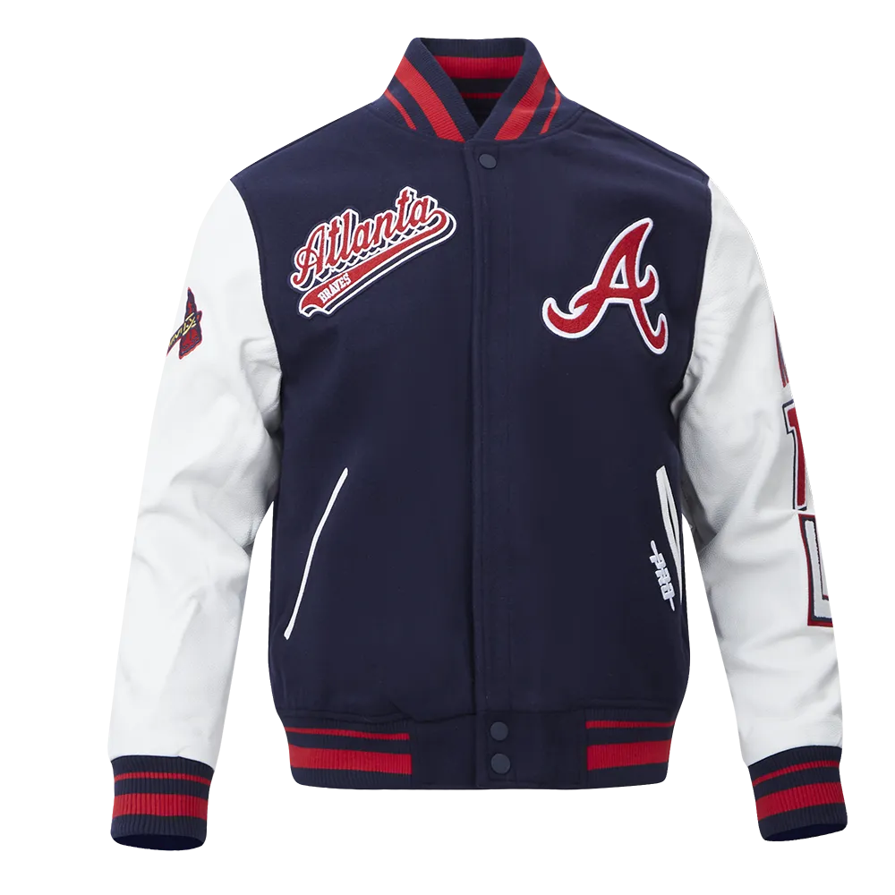MLB ATLANTA BRAVES SCRIPT TAIL MEN'S RIB WOOL VARSITY (MIDNIGHT NAVY/RED/MIDNIGHT NAVY)