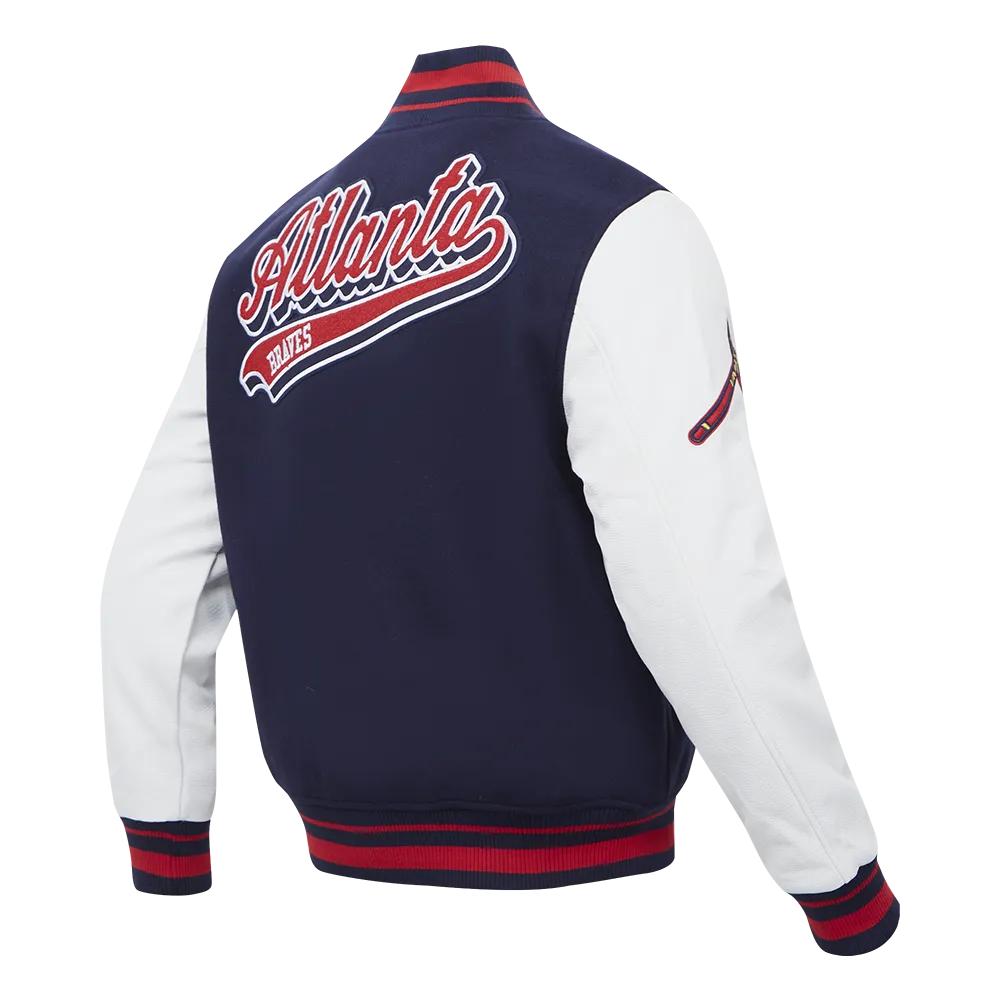 MLB ATLANTA BRAVES SCRIPT TAIL MEN'S RIB WOOL VARSITY (MIDNIGHT NAVY/RED/MIDNIGHT NAVY)