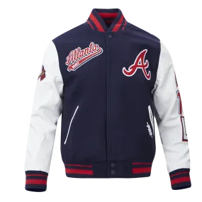 MLB ATLANTA BRAVES SCRIPT TAIL MEN'S RIB WOOL VARSITY (MIDNIGHT NAVY/RED/MIDNIGHT NAVY)