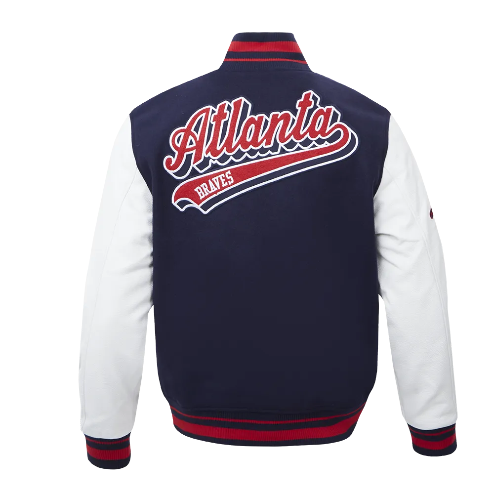 MLB ATLANTA BRAVES SCRIPT TAIL MEN'S RIB WOOL VARSITY (MIDNIGHT NAVY/RED/MIDNIGHT NAVY)