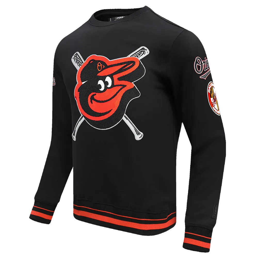 MLB BALTIMORE ORIOLES MASHUP MEN'S RIB CREWNECK (BLACK/ORANGE)