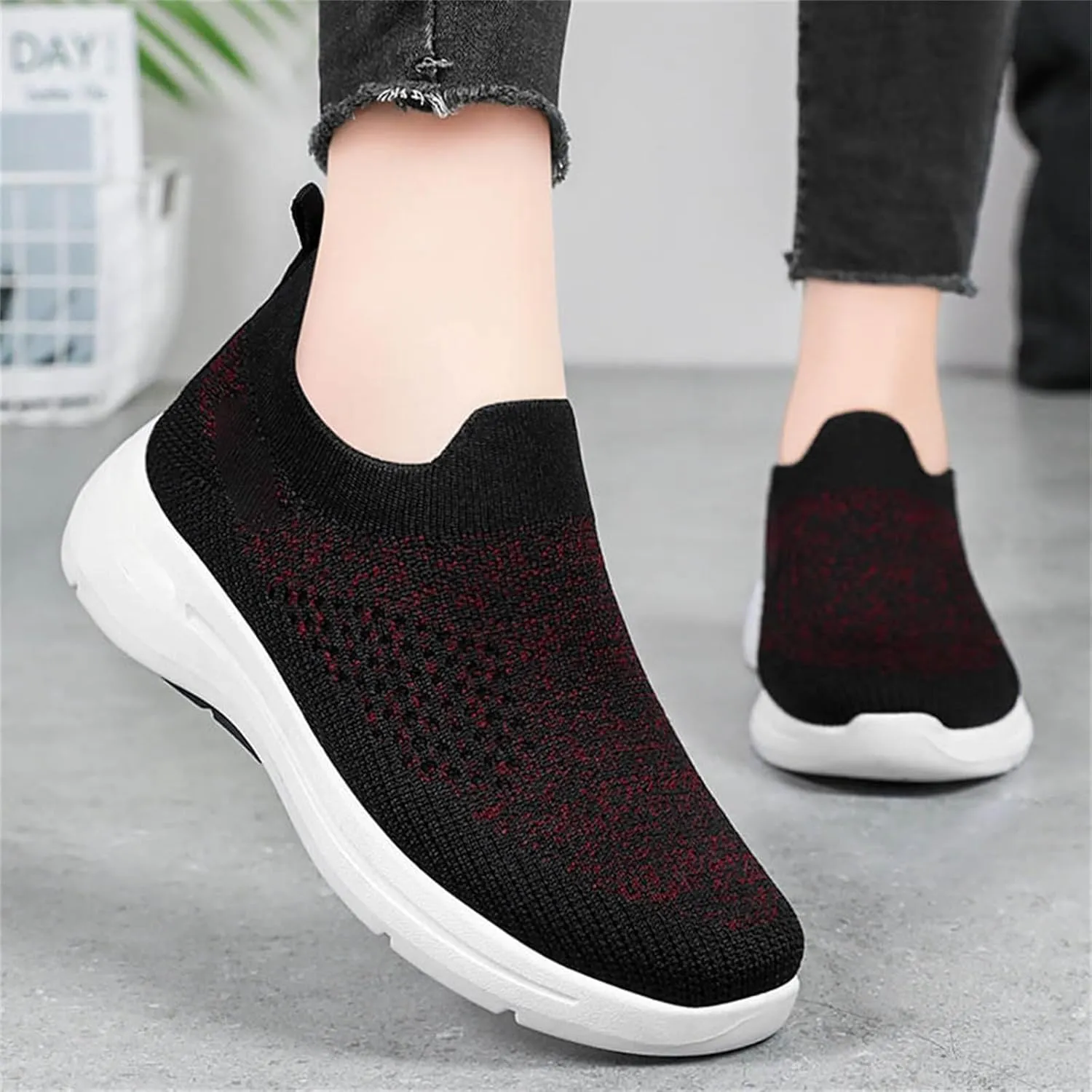 Orthopedic Walking Shoes for Women,2025 New Orthowalkway Womens Shoes,Non-Slip Arch Support Slip on Shoes Woven Orthopedic Breathable Walking Sneaker