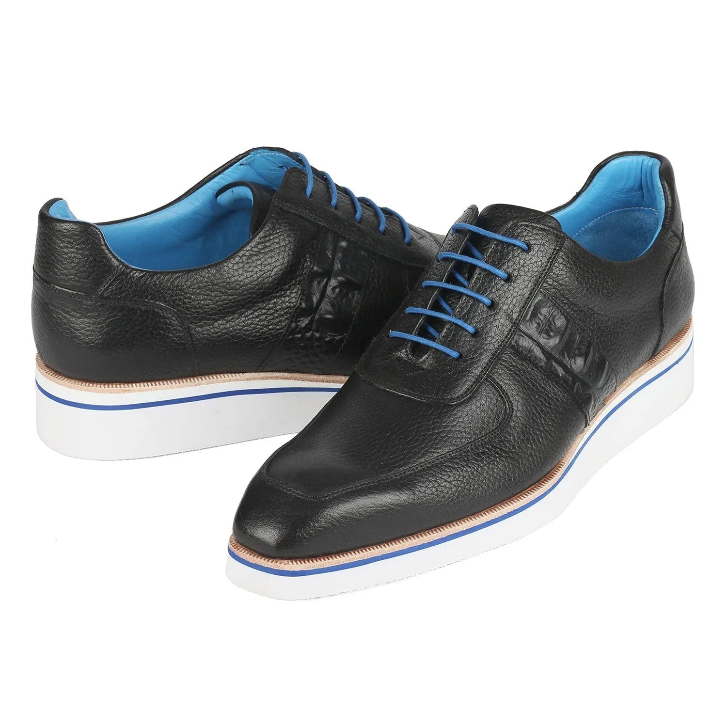 Paul Parkman 192-BLK Men's Shoes Black Floater Leather Sneakers (PM6371)