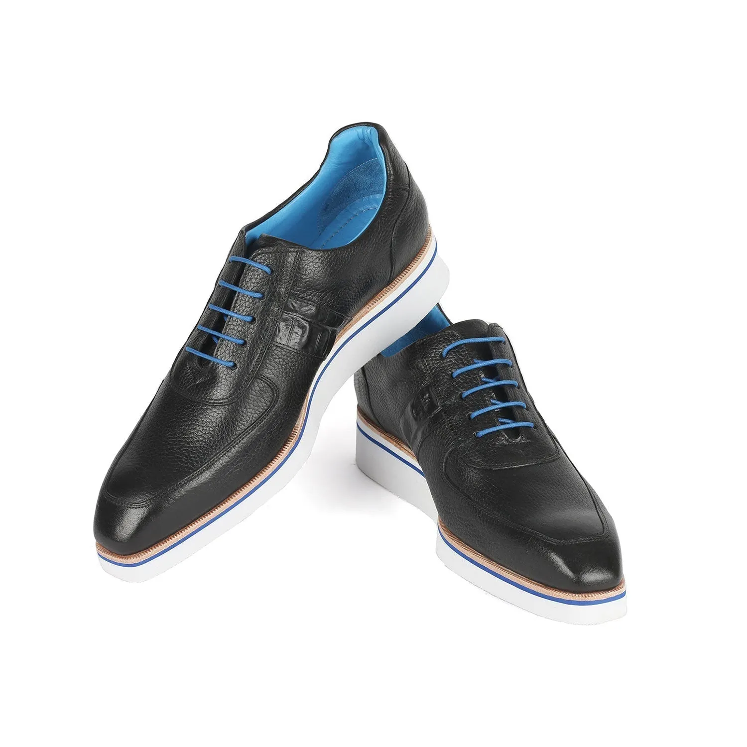 Paul Parkman 192-BLK Men's Shoes Black Floater Leather Sneakers (PM6371)