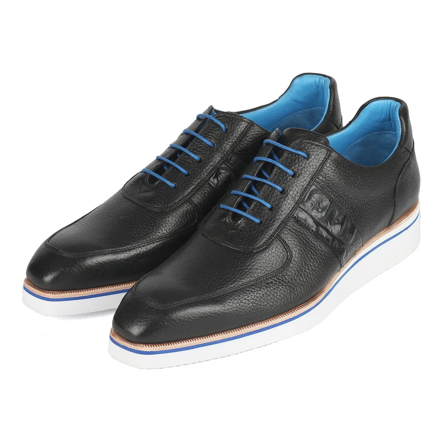 Paul Parkman 192-BLK Men's Shoes Black Floater Leather Sneakers (PM6371)