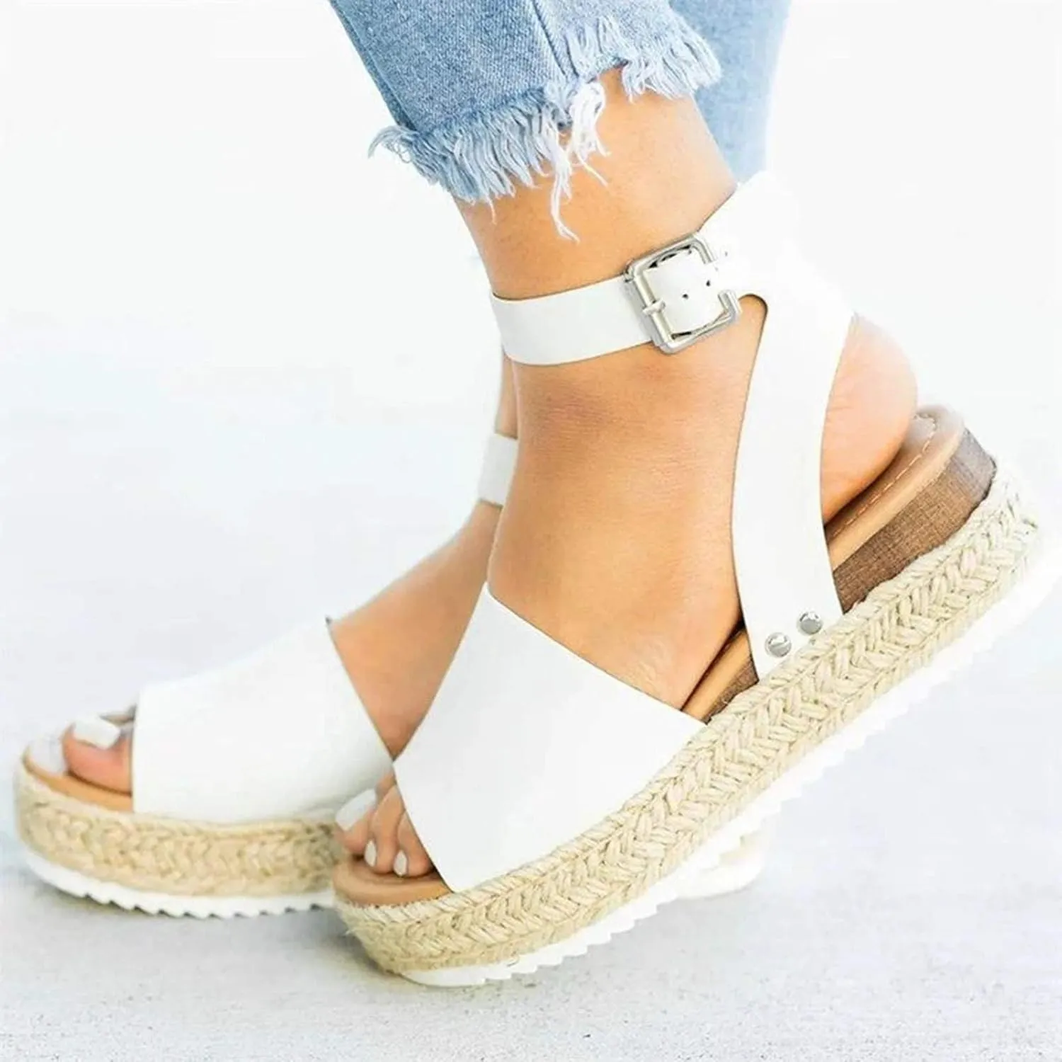 peqiut Sandals for Women with Ankle Strap Wedges Platform Fashion Ladies Sandals Women