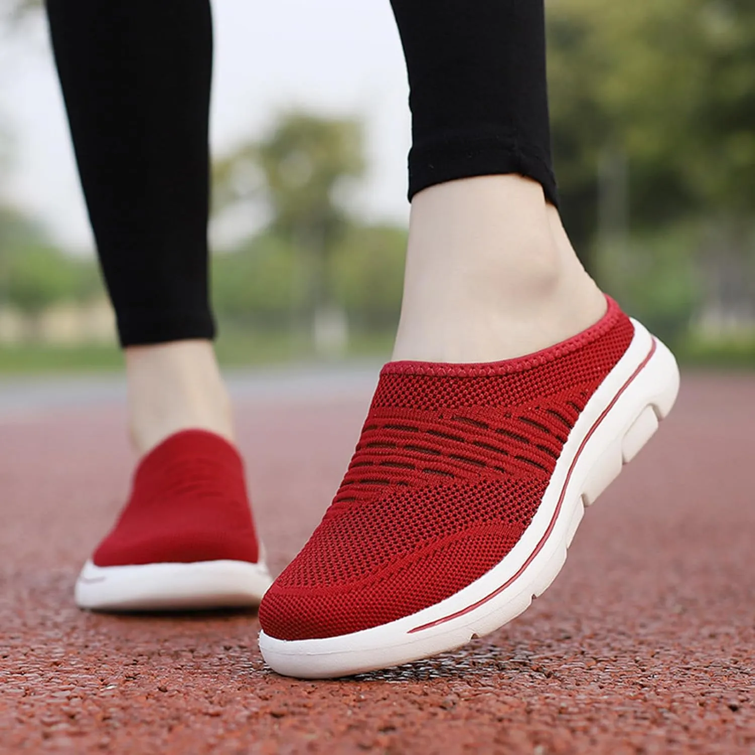Slip On Mules Breathable Mesh Slip On Clogs Wide Width Lightweight Sneakers Comfort Walking Mules Shoes for Women Men with Indoor Outdoor Anti-Skid Sole