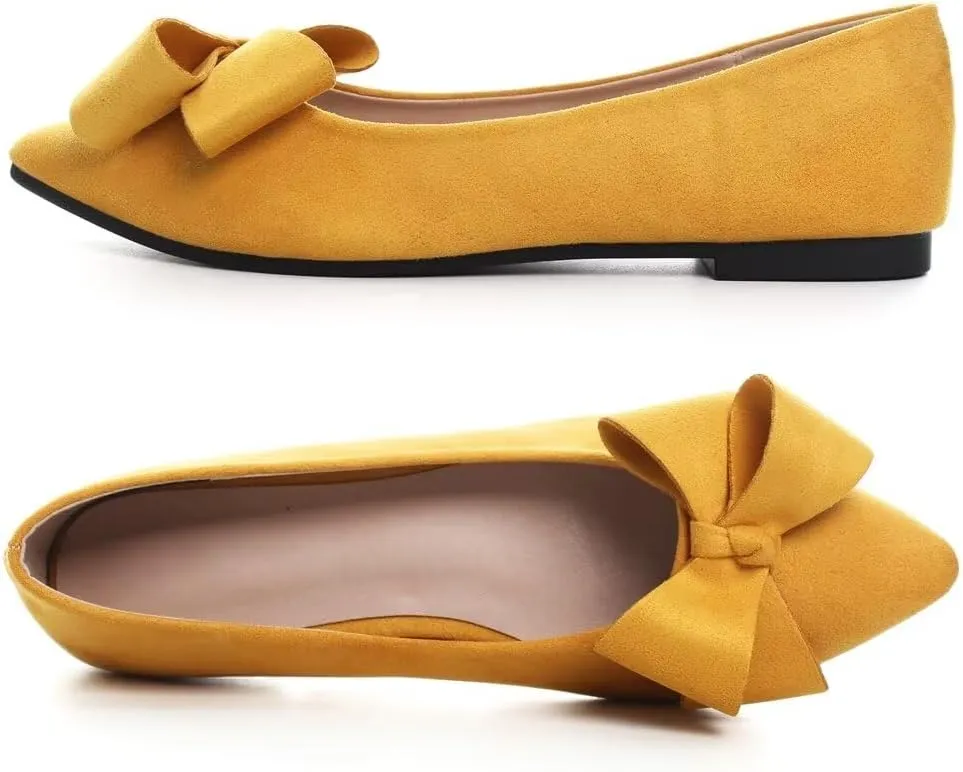 Stunner Womens Flats Fashion Pointed Toe Bowknot Ballet Flats Cute Slip On Dress Flats Comfortable Party Wedding Flats