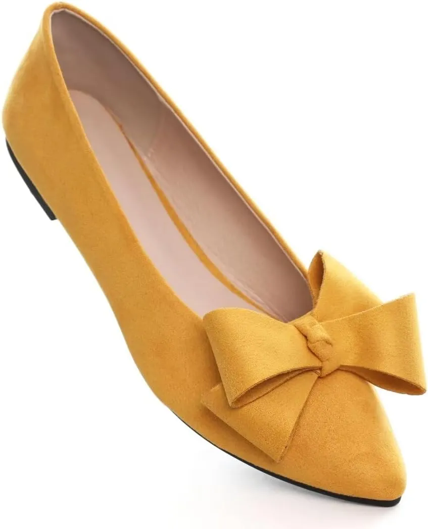Stunner Womens Flats Fashion Pointed Toe Bowknot Ballet Flats Cute Slip On Dress Flats Comfortable Party Wedding Flats