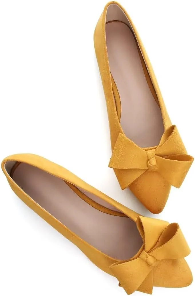 Stunner Womens Flats Fashion Pointed Toe Bowknot Ballet Flats Cute Slip On Dress Flats Comfortable Party Wedding Flats