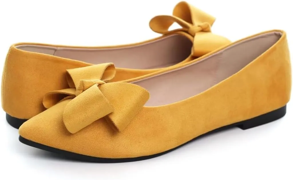 Stunner Womens Flats Fashion Pointed Toe Bowknot Ballet Flats Cute Slip On Dress Flats Comfortable Party Wedding Flats