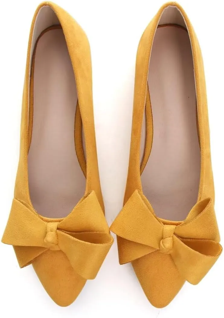 Stunner Womens Flats Fashion Pointed Toe Bowknot Ballet Flats Cute Slip On Dress Flats Comfortable Party Wedding Flats