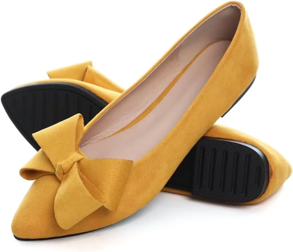 Stunner Womens Flats Fashion Pointed Toe Bowknot Ballet Flats Cute Slip On Dress Flats Comfortable Party Wedding Flats