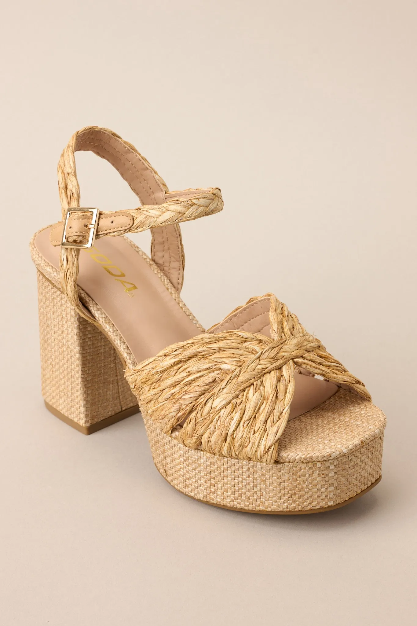 Sunset Steps Natural Espadrille High Heel Platform Sandals