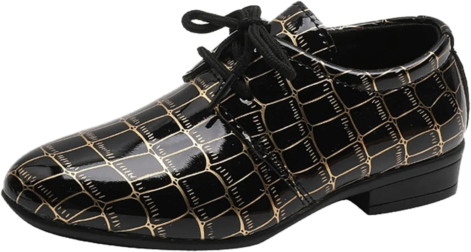 Toddler Casual Shoes Fashion All Seasons Boys Leather Shoes Pointed Toe Low Heel Leather Grain Boys Round Toe Shoes