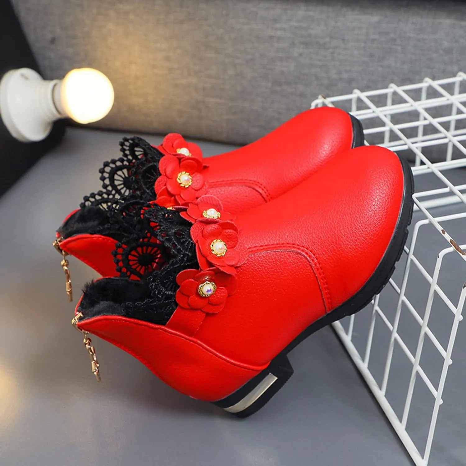 Toddler Single Shoes Girls Shoes Fashion Ankle Boots Kids Low Heel Cute Warm Snow Boots
