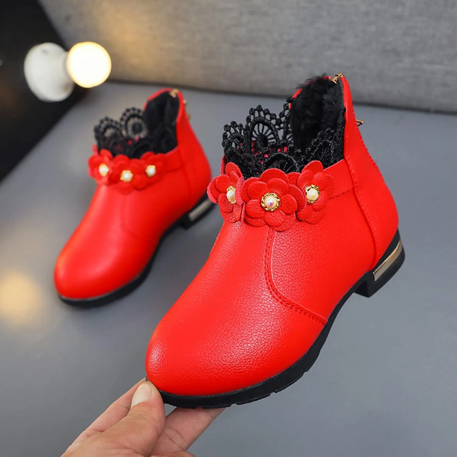 Toddler Single Shoes Girls Shoes Fashion Ankle Boots Kids Low Heel Cute Warm Snow Boots