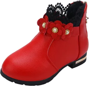 Toddler Single Shoes Girls Shoes Fashion Ankle Boots Kids Low Heel Cute Warm Snow Boots
