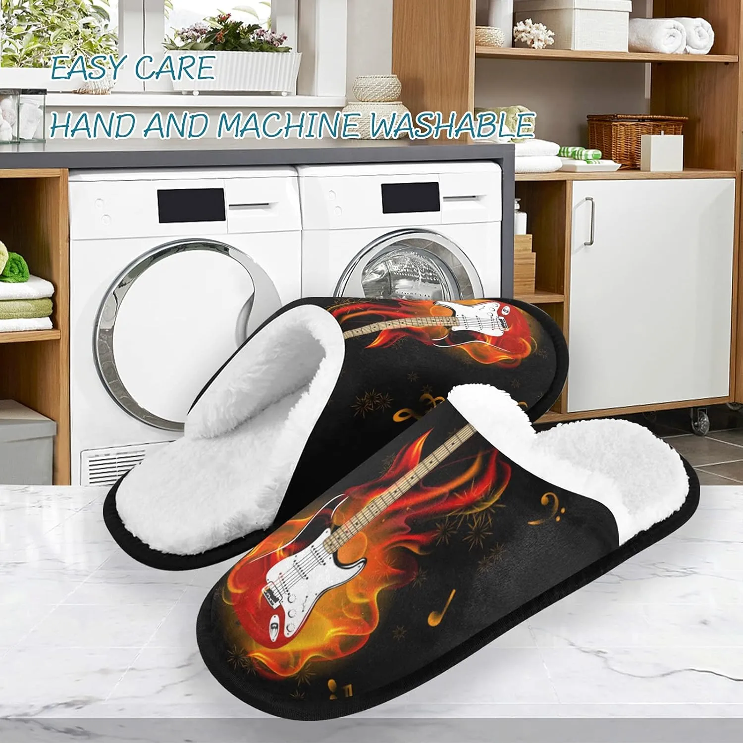 Unisex Fuzzy Feet Plush Slippers Anti-Slip Warm House Shoes M/L