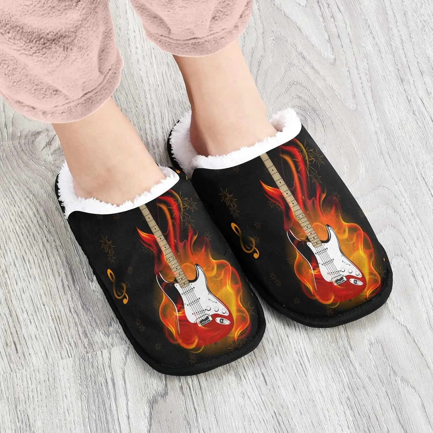 Unisex Fuzzy Feet Plush Slippers Anti-Slip Warm House Shoes M/L