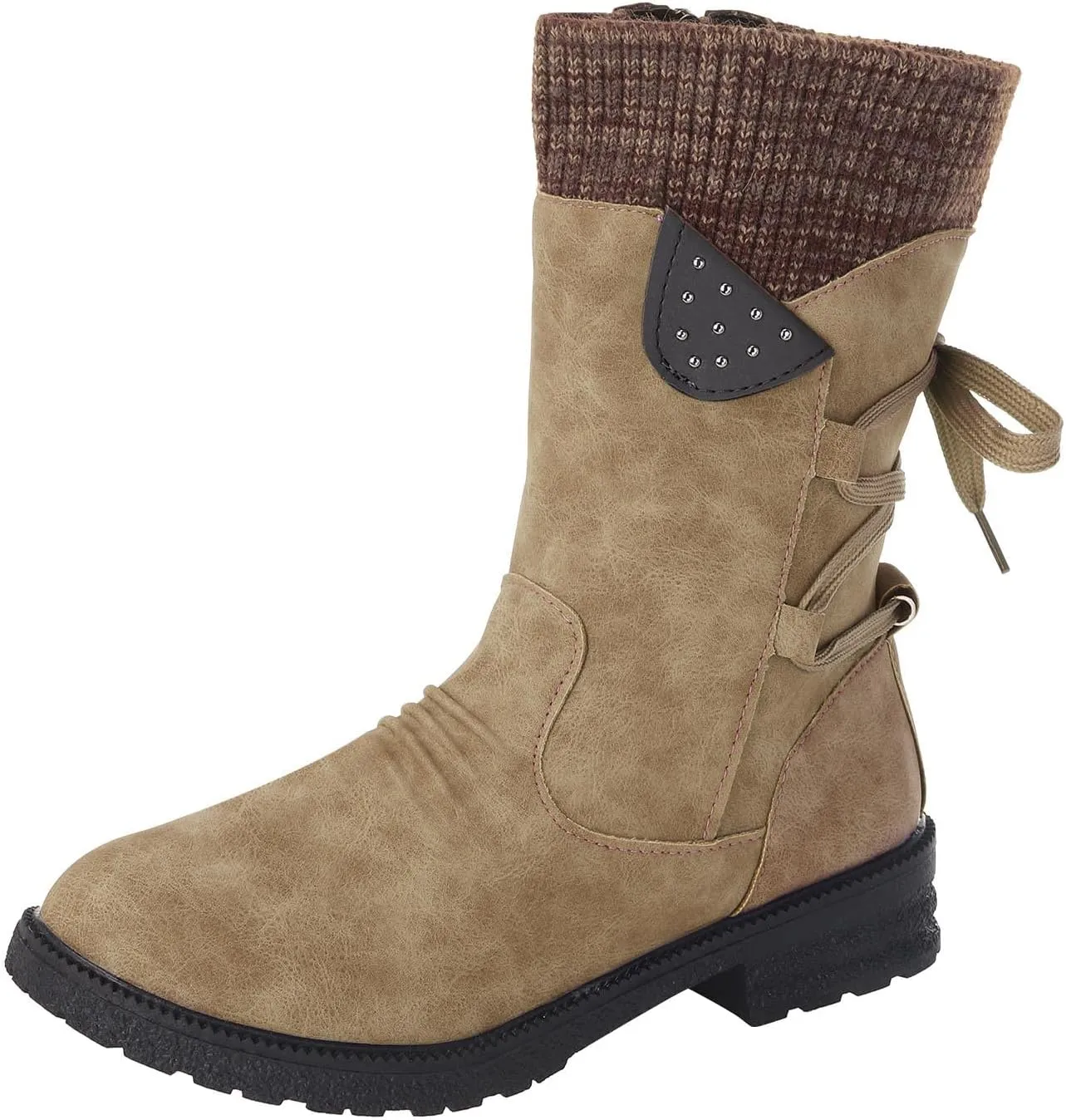 Winter Snow Boots for Women Mid Calf Boots Women 2024 Snow Boots Women Fashion Casual Vintage Retro Boots Lace Up