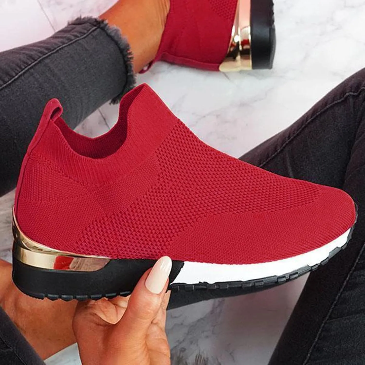 Women's Fashion Sneaker Non Slip Breathable Lightweight Comfortable Lace Up Mens Walking Shoes Wide Width Black Platform Loafers Women Women's Wide Width Sneakers