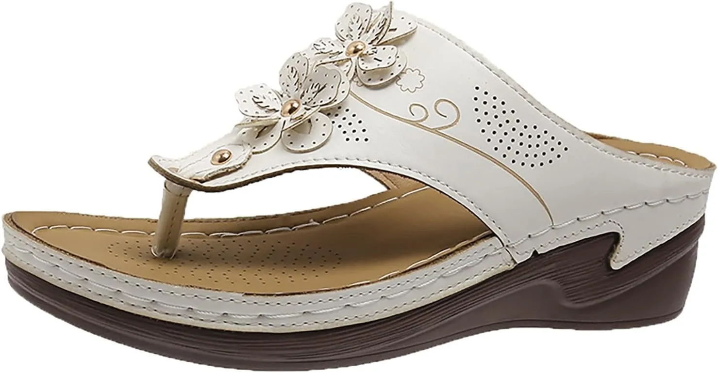Womens Flip Flops Ladies Yoga Mat Comfortable Walking Thong Sandals Summer Beach Walking Wedge Slip On Slippers for Plantar Fasciitis Indoor Outdoor