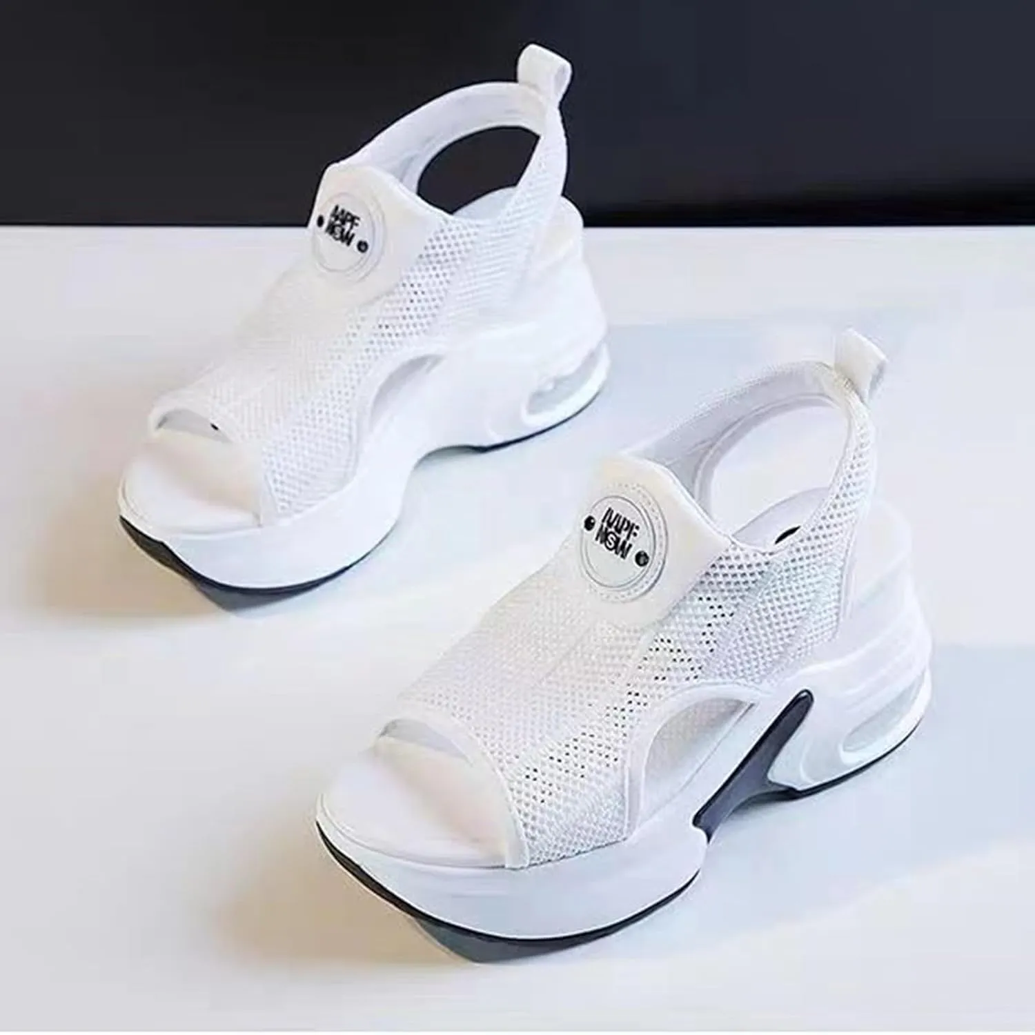 Women's Platform & Wedge Sandals Open Toe Mesh Strappy Slingback Outdoor Sport Walking Wedge Sandals Summer Dress Shoes Slip on Comfortable Beach Sandals