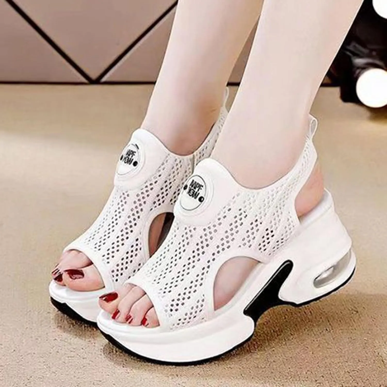Women's Platform & Wedge Sandals Open Toe Mesh Strappy Slingback Outdoor Sport Walking Wedge Sandals Summer Dress Shoes Slip on Comfortable Beach Sandals